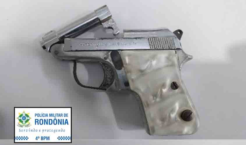 Polícia Militar apreende arma de fogo e prende dois homens durante ocorrência de violência doméstica em Cacoal