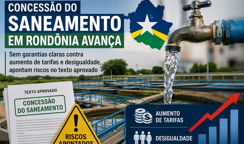 Concessão do saneamento em Rondônia avança sem garantias claras contra aumento de tarifas e desigualdade, apontam riscos no texto aprovado