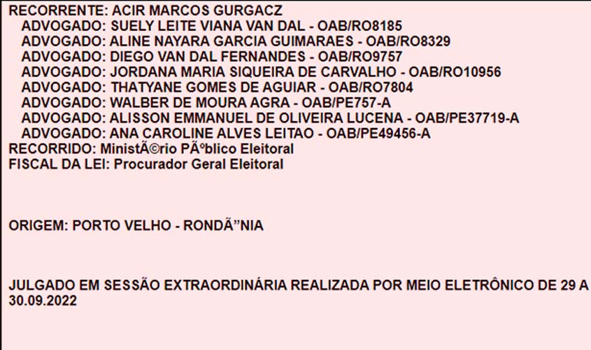 Após decisão do TSE sobre Acir Gurgacz, Frente democrática libera voto de filiados em rondônia