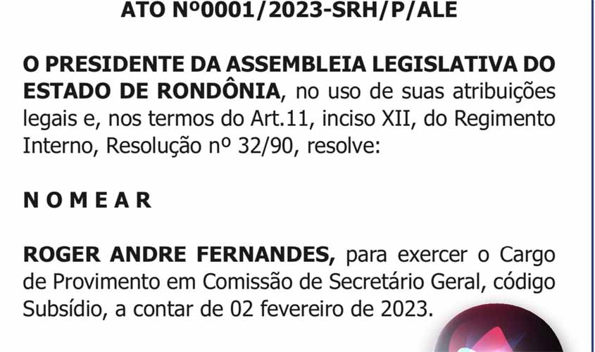 Ex-diretor-executivo da AROM Rogério André Fernandes assume como diretor geral da ALE/RO