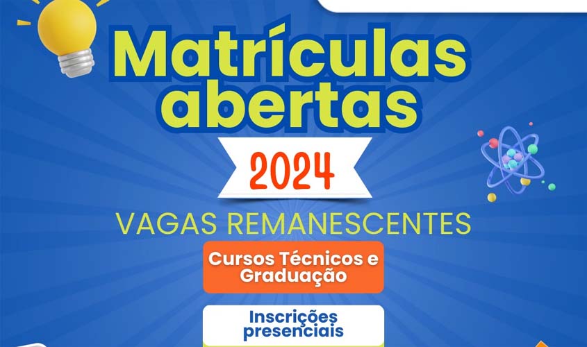 Campus Vilhena realiza seletivo para vagas remanescentes em cursos técnicos integrados em Eletromecânica e Edificações e Licenciatura em Matemática