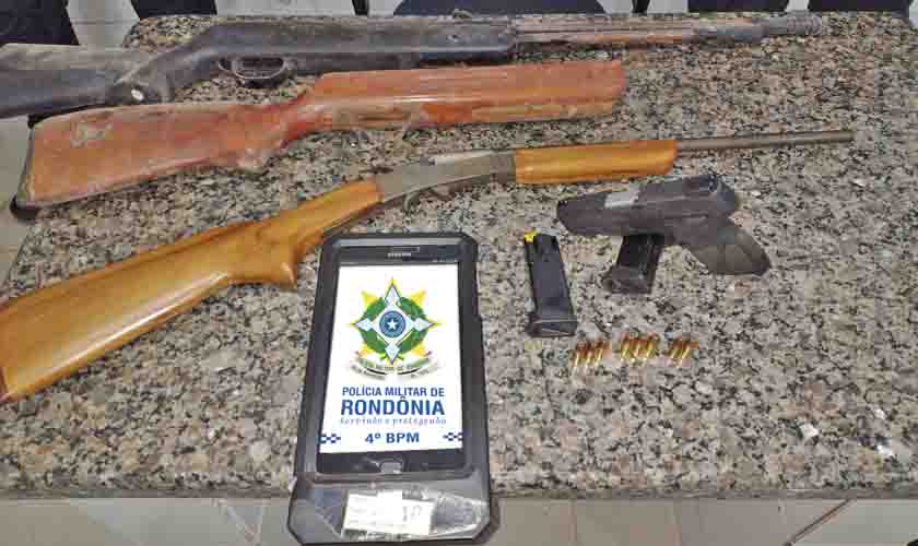 Polícia Militar apreende armas de fogo durante ocorrência de violência doméstica