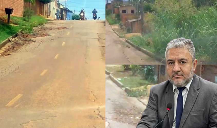 Vereador Fogaça cobra limpeza e recuperação asfáltica na Rua Lúcia Carvalho, no bairro Teixeirão
