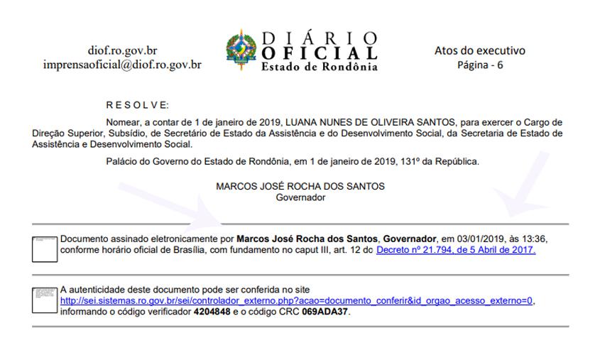 Para acobertar juridicamente despesas com viagem da mulher para posse de Bolsonaro, Coronel Rocha faz nomeações retroativas