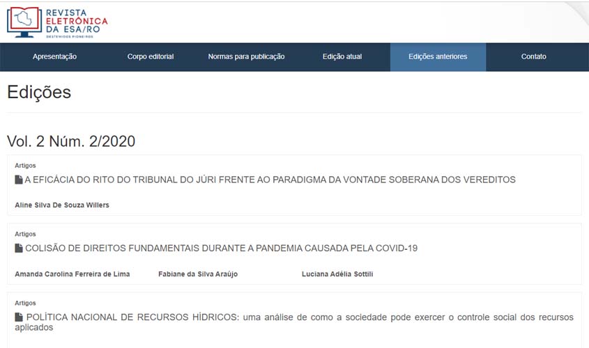 OAB Rondônia publica edital e abre prazo para submissão de publicações para revista da ESA