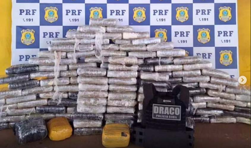 Polícia Civil e PRF apreendem 160 kg de skunk