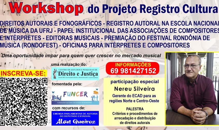 Workshop de direitos autorais para músicos será sábado