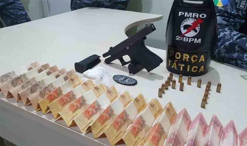 Polícia Militar fecha boca de fumo e apreende pistola com apenado que usa tornozeleira