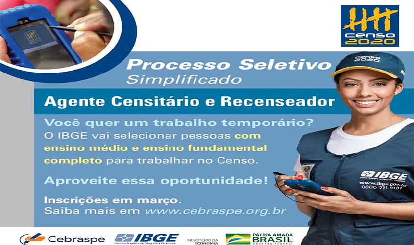 IBGE lança processo seletivo com vagas em todos os municípios de Rondônia