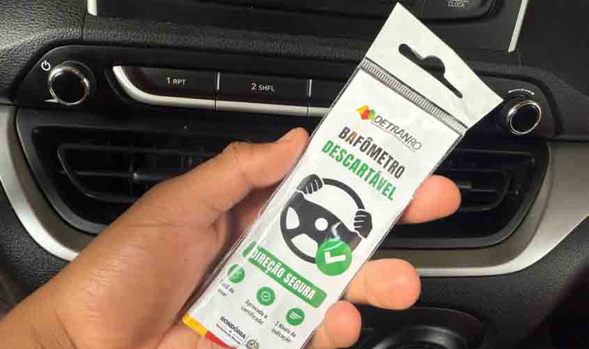 Bafômetros descartáveis distribuídos pelo Detran-RO alertam sobre a importância de não misturar álcool e direção