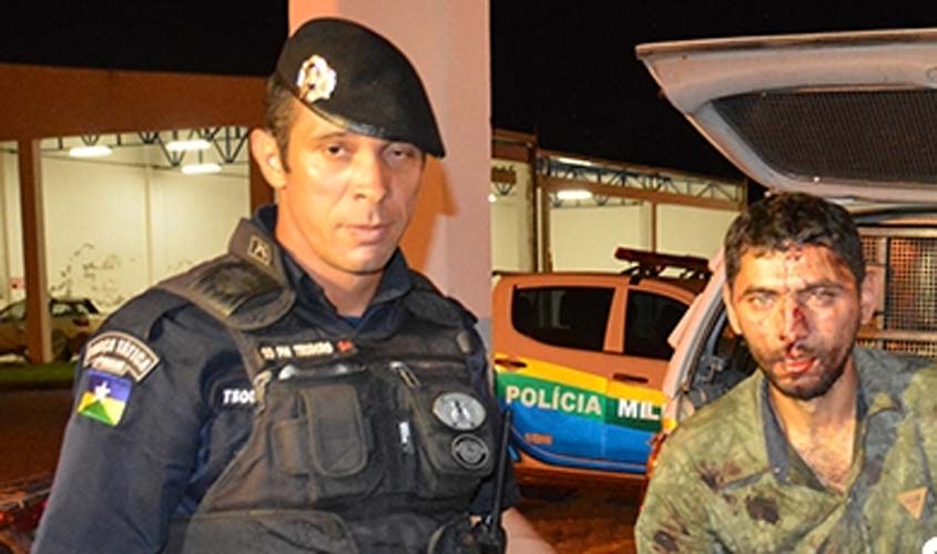 Logo após roubo, Polícia Militar prende foragido da justiça de Porto Velho armado com pistola .45 e recupera duas motos