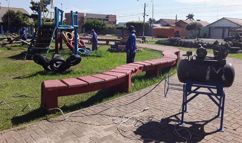 Espaços esportivos e de lazer passam por manutenção