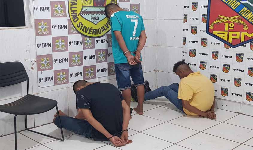 Trio suspeito é preso com arma caseira e droga na zona sul