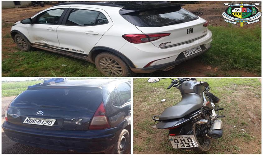 Dois carros e uma motocicleta são recuperados pela Polícia Militar