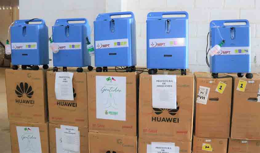 Governo de Rondônia recebe 50 concentradores de oxigênio cedidos pelo Amazonas para atender pacientes da Covid-19
