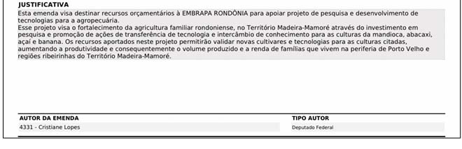 Indignada com a mentira, deputada federal Cristiane Lopes desmente, com documentos e provas, fake news sobre suposta emenda de R$ 500 mil para padaria