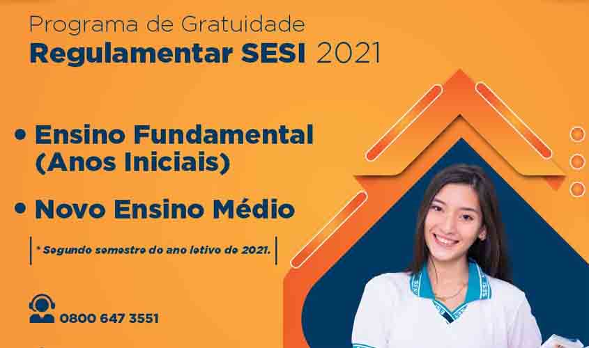 SESI-RO disponibiliza 143 vagas gratuitas para o Ensino Fundamental e Novo Ensino Médio