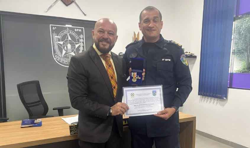 Corregedor-Geral do MPRO é homenageado pelo 6º Batalhão de Polícia Militar de Fronteira