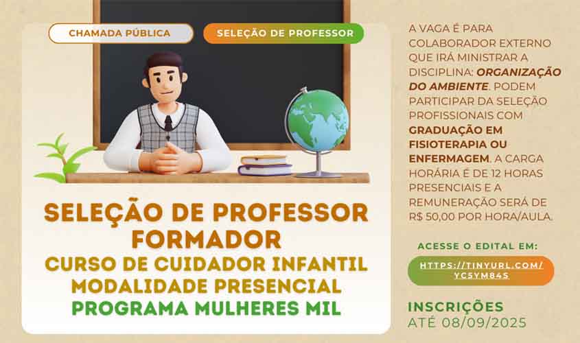 Campus abre seleção para professor do Curso de Cuidador Infantil II do Programa Mulheres Mil