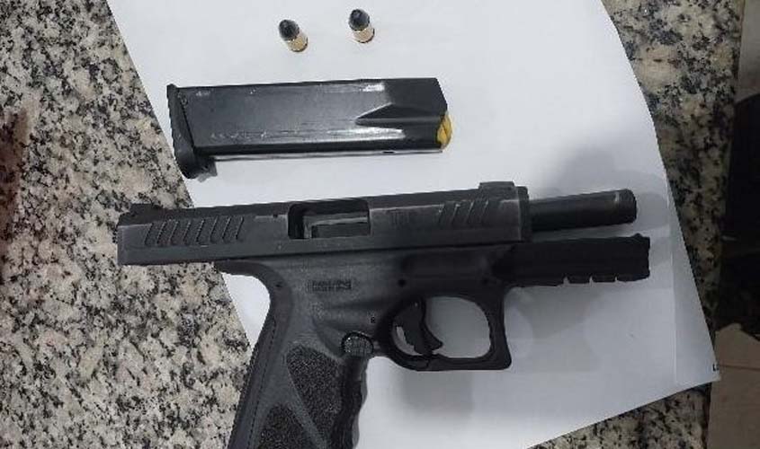 PM apreende pistola 9mm em Pimenta Bueno