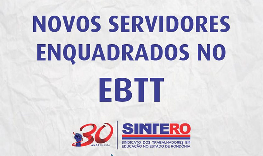Novos professores de Rondônia são enquadrados no EBTT