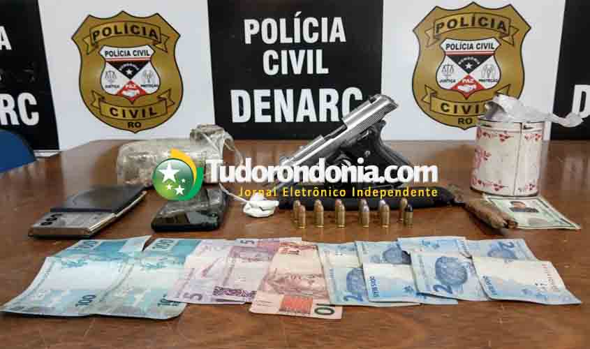 Denarc fecha boca de fumo, prende casal com drogas e pistola no Cristal da Calama