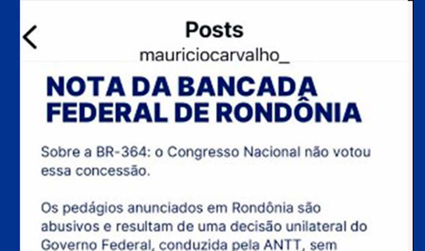 Bancada federal critica pedágios na BR-364