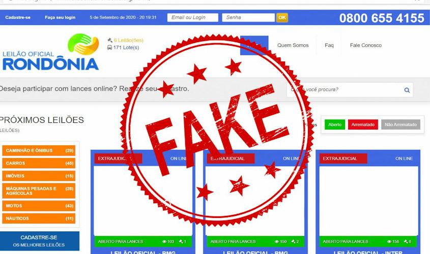 Polícia Civil alerta sobre site de falso leilão virtual em Rondônia