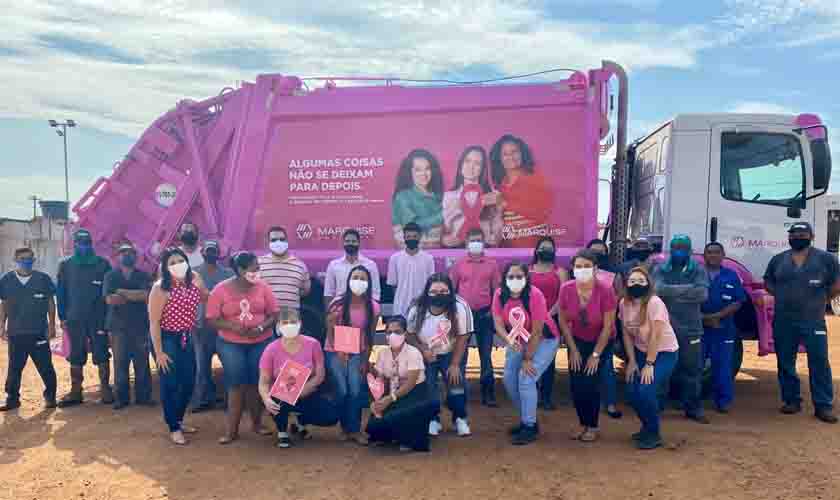 Caminhões cor de rosa da Marquise Ambiental já circulam na cidade