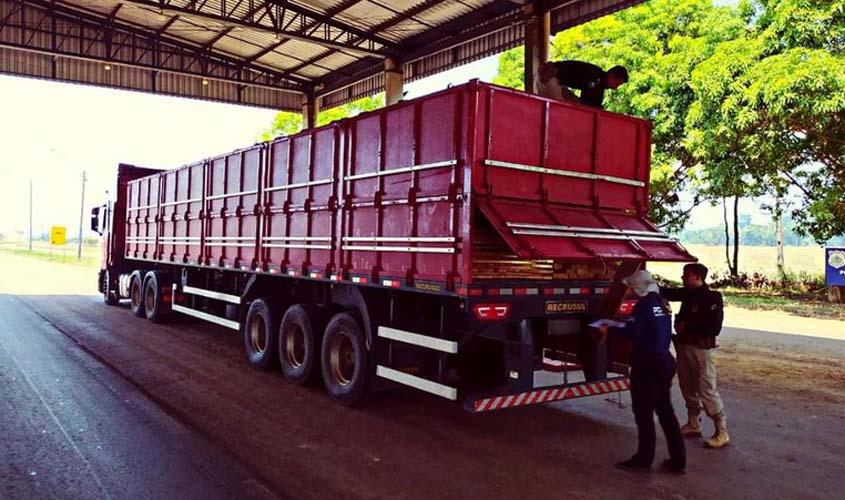 PRF identifica transportes irregulares de madeira