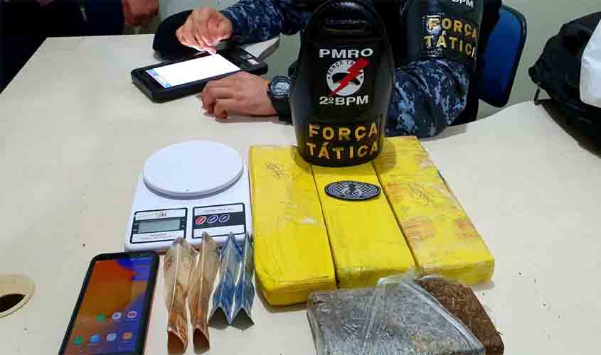 PM apreende mais de 3 Kg de Maconha e prende suspeito