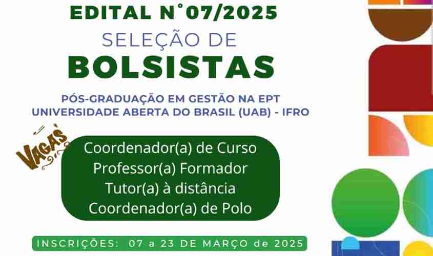 IFRO e UAB selecionam docentes, tutores e coordenadores bolsistas para curso EaD