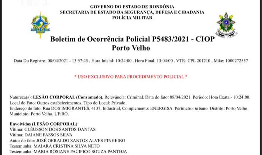 Deputado estadual Geraldo da Rondônia agrediu funcionários da empresa Energisa e ameaçou atear fogo no local