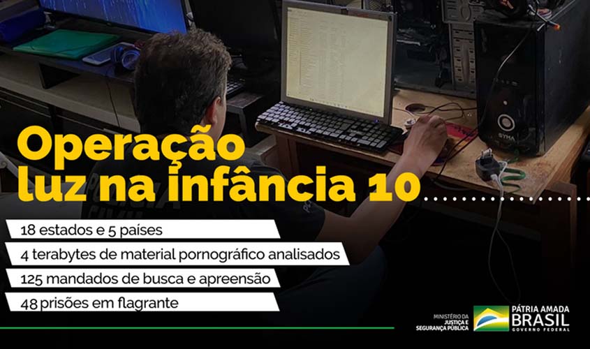 Luz na Infância 10: operação de combate à exploração sexual infantil analisa 4 terabytes de material pornográfico