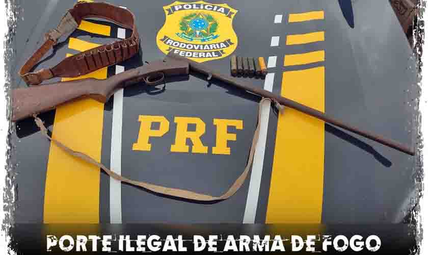 Em Vilhena/RO, PRF apreende espingarda e munições