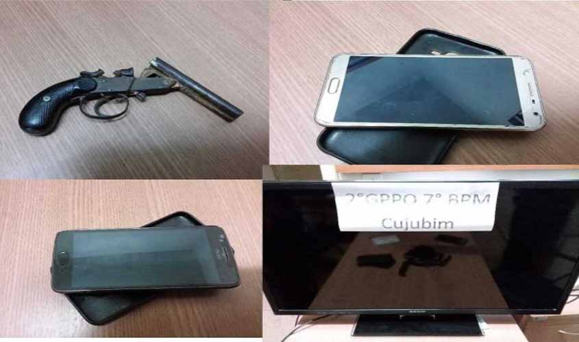 Policiais do 7° BPM efetuam prisões, apreendem armas, recuperam objetos e detêm suspeito de tráfico