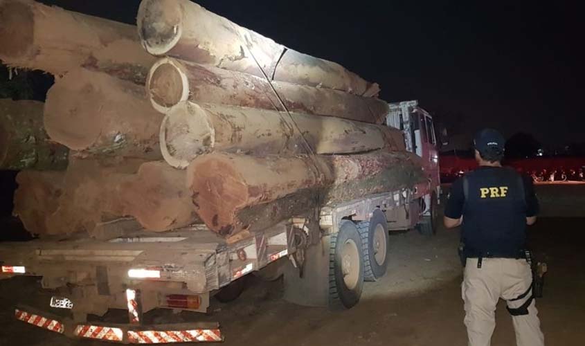 Em 18 horas, PRF apreende 4 cargas ilegais de madeira