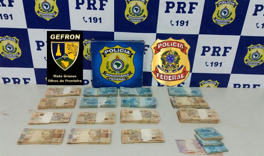 Dois homens são presos em estrada vicinal de Vilhena transportando R$ 52 mil em dinheiro suspeito 