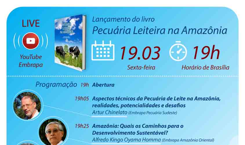 Embrapa realiza live e lançamento de livro sobre pecuária leiteira na Amazônia