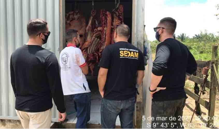 Trabalho conjunto do Ministério Público e Sedam resulta em fechamento de abatedouro clandestino