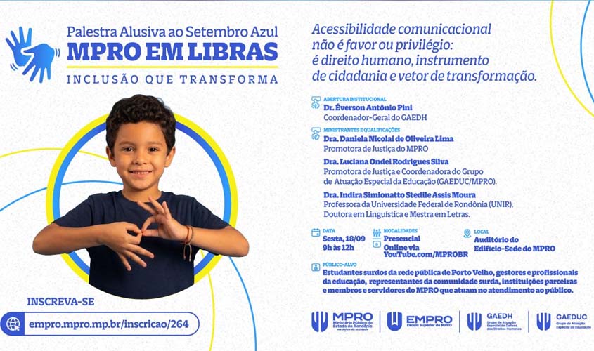MPRO promove palestra sobre Libras no Setembro Azul