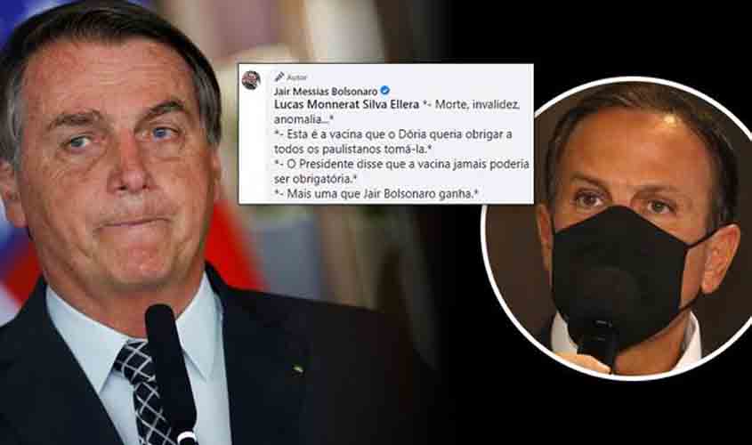 Bolsonaro comemora decisão da Anvisa de suspender vacina e diz que