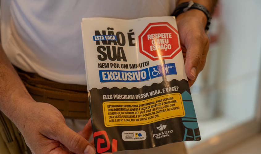 Cerca de 300 credenciais já foram emitidas gratuitamente para estacionamento em vagas reservadas no Porto Velho Shopping