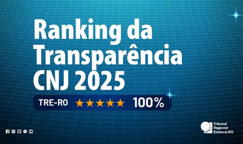 TRE-RO está entre os tribunais eleitorais mais transparentes do país, segundo CNJ