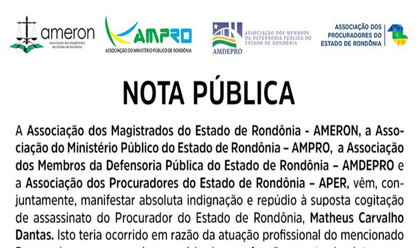 Nota Pública - AMERON, AMPRO, AMDEPRO, APER