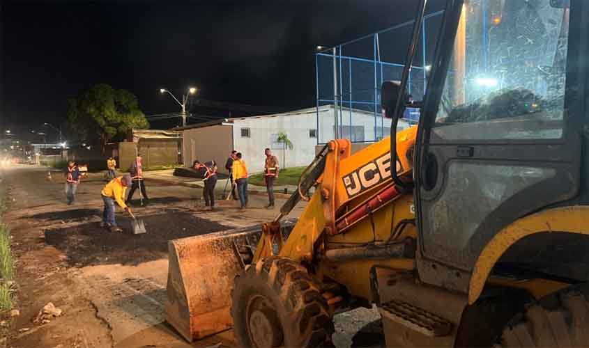 Operação Noturna Tapa-buracos reforça ações de recuperação de ruas em Porto Velho