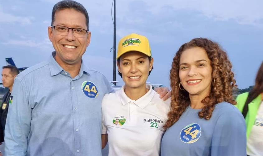 Em Rondônia, Michelle Bolsonaro é recepcionada pelo coronel Marcos Rocha e a base feminina do União Brasil em prol da reeleição