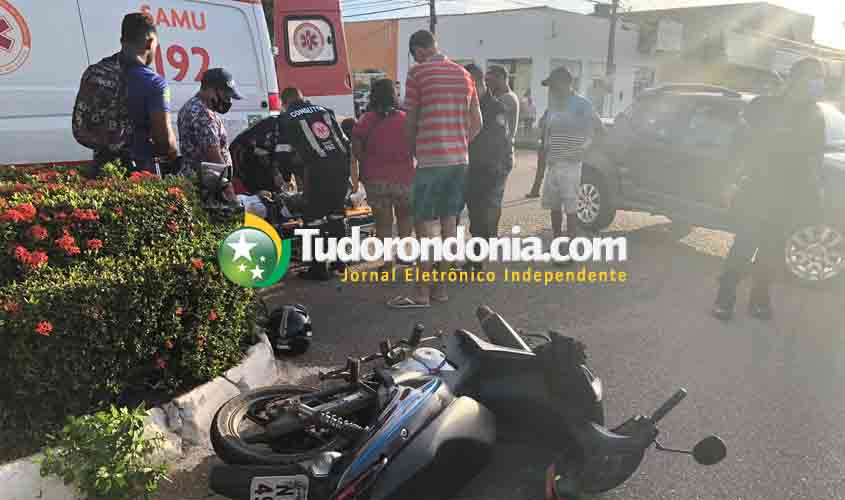 Casal fica ferido após acidente entre moto e carro na capital