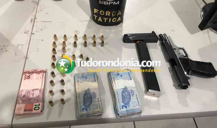Casal armado é preso com pistola 9mm e mais de 30 munições na capital