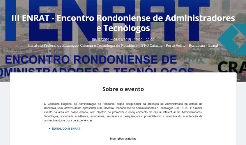 CRA-RO abre inscrições para o III ENRAT